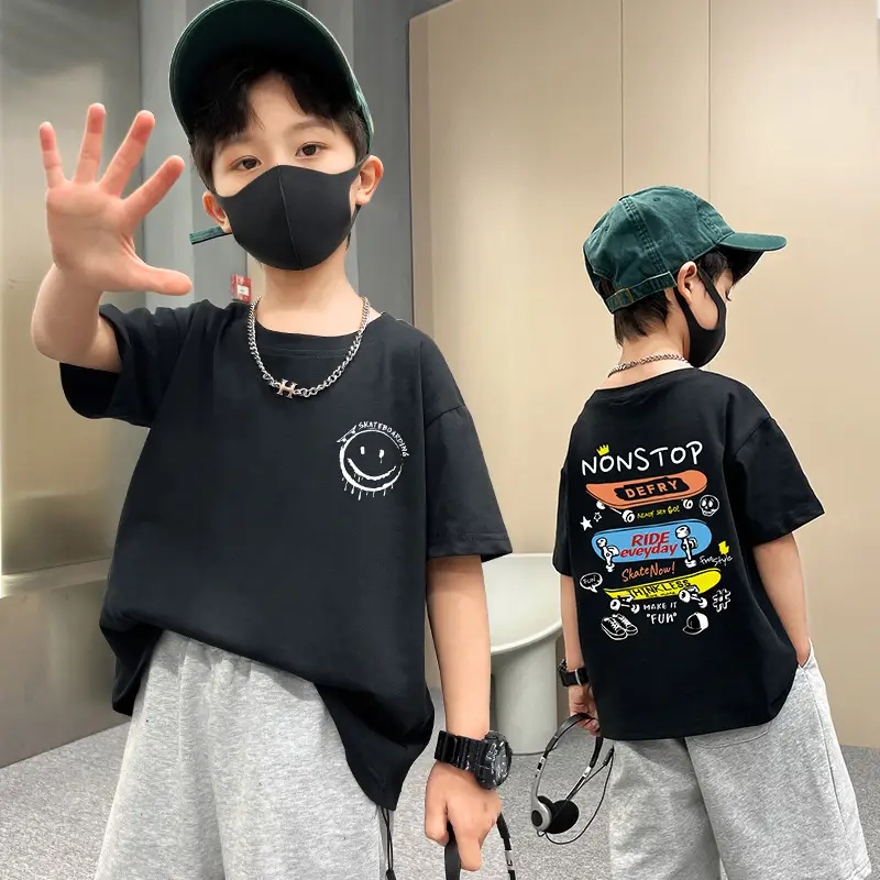 Boys Purple T-Shirt Summer New Style Loose Fit - Image 7