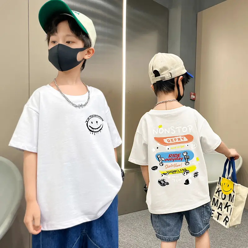 Boys Purple T-Shirt Summer New Style Loose Fit - Image 8