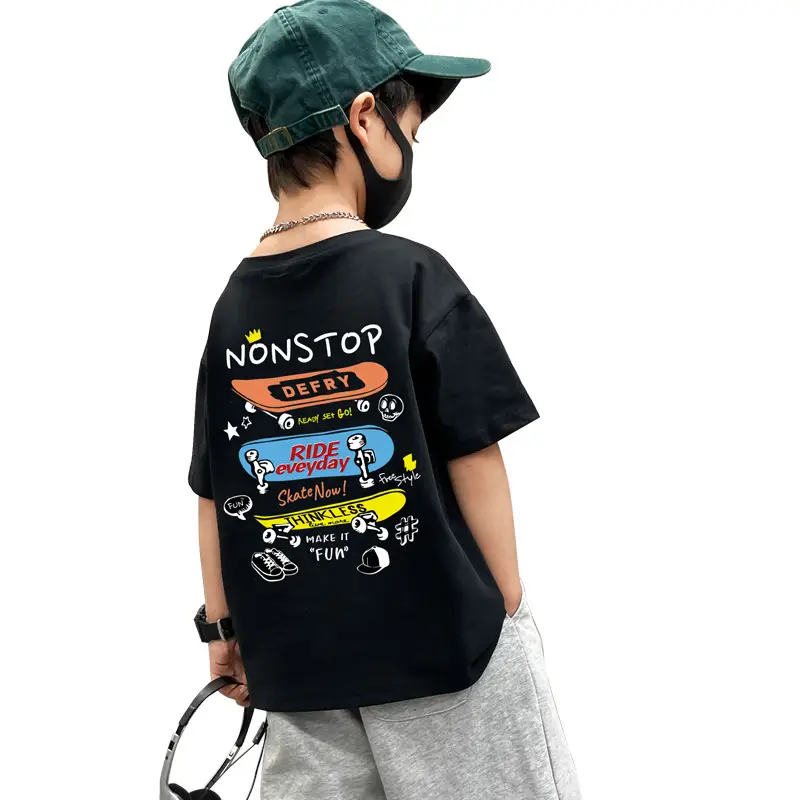 Boys Purple T-Shirt Summer New Style Loose Fit - Image 9