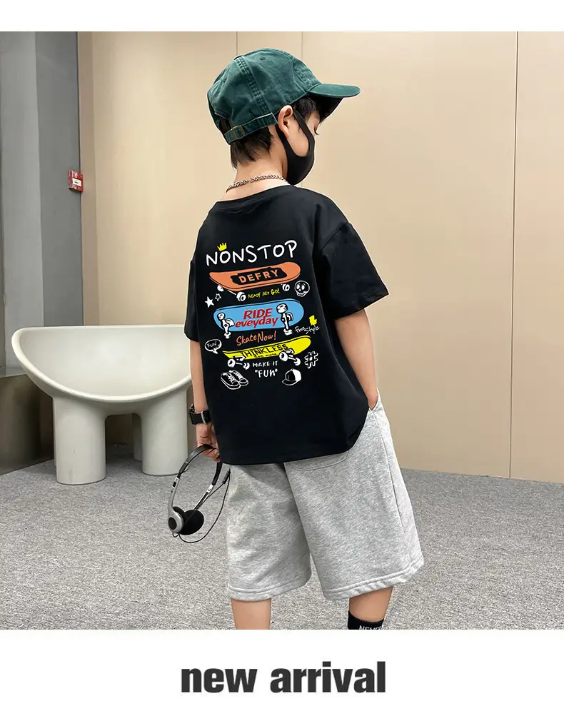 Boys Purple T-Shirt Summer New Style Loose Fit — feature 13