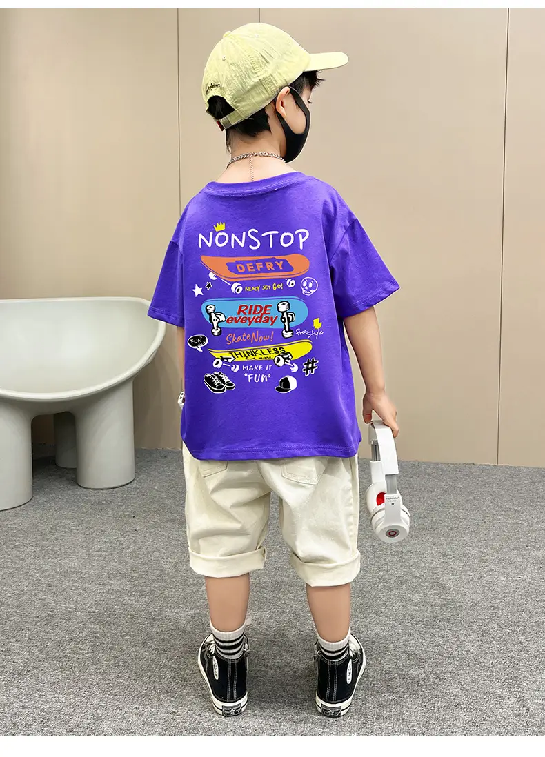 Boys Purple T-Shirt Summer New Style Loose Fit — feature 21