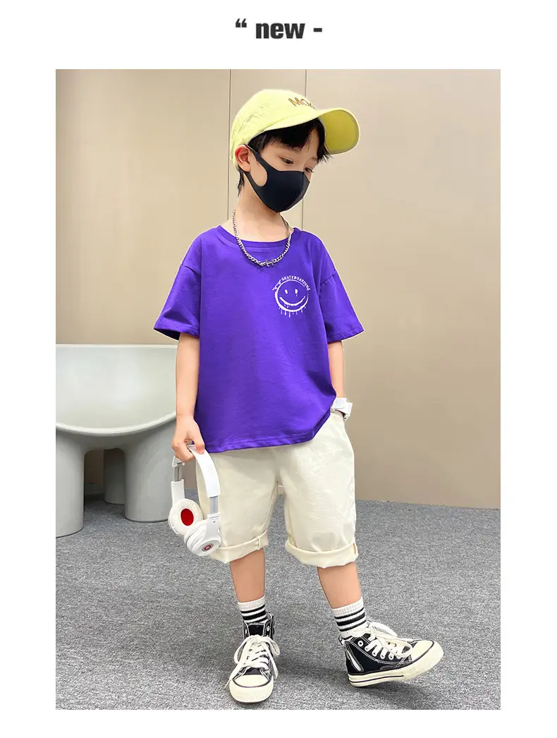Boys Purple T-Shirt Summer New Style Loose Fit — feature 22