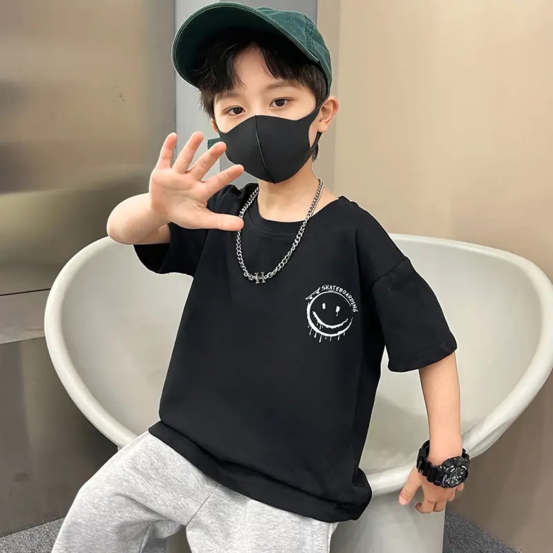 Boys Purple T-Shirt Summer New Style Loose Fit - Image 2
