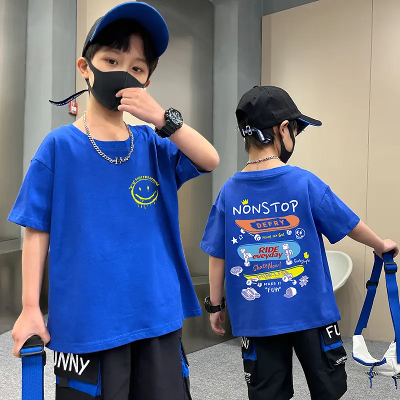 Boys Purple T-Shirt Summer New Style Loose Fit - Image 4