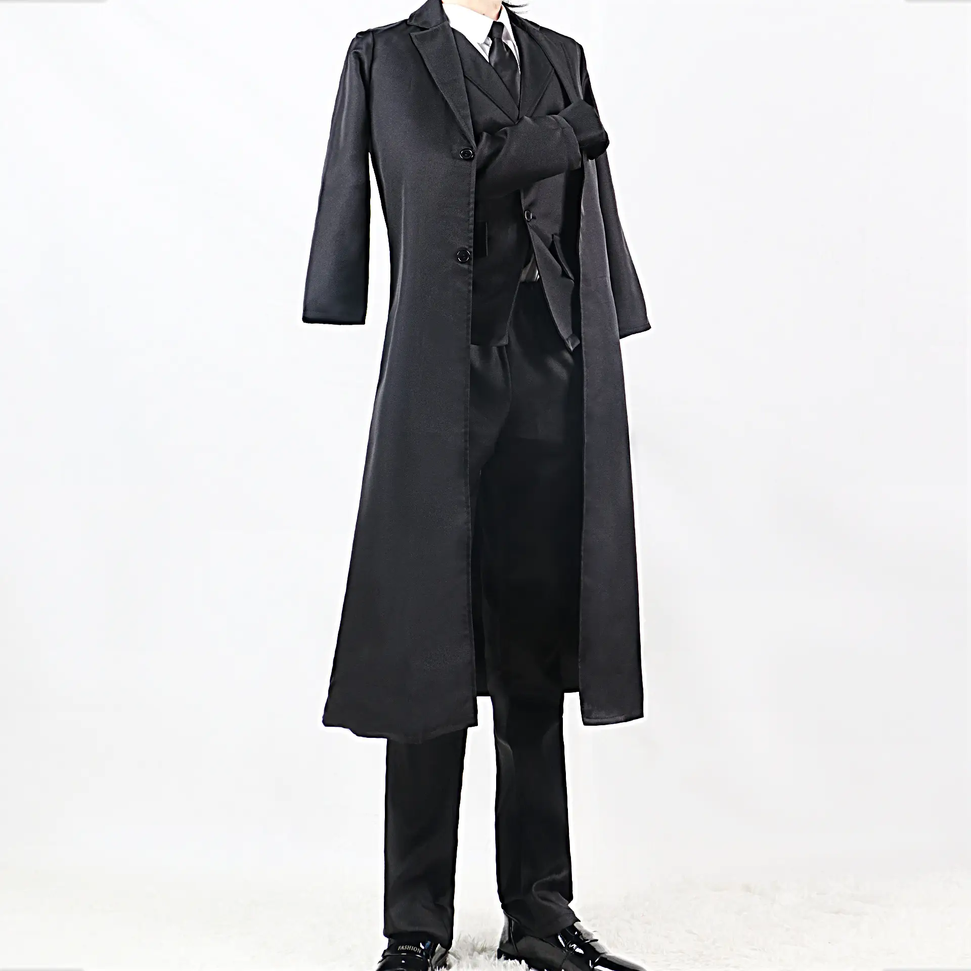 Black Long Coat Cosplay Set for Women