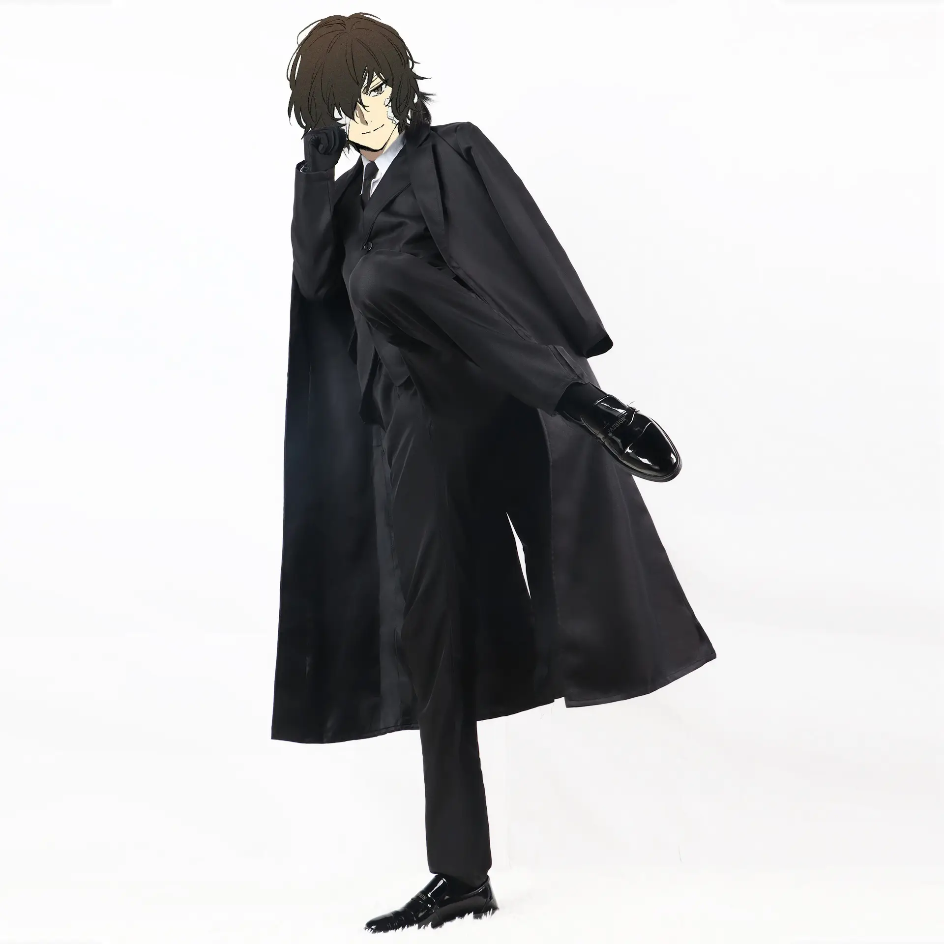 Black Long Coat Cosplay Set for Women