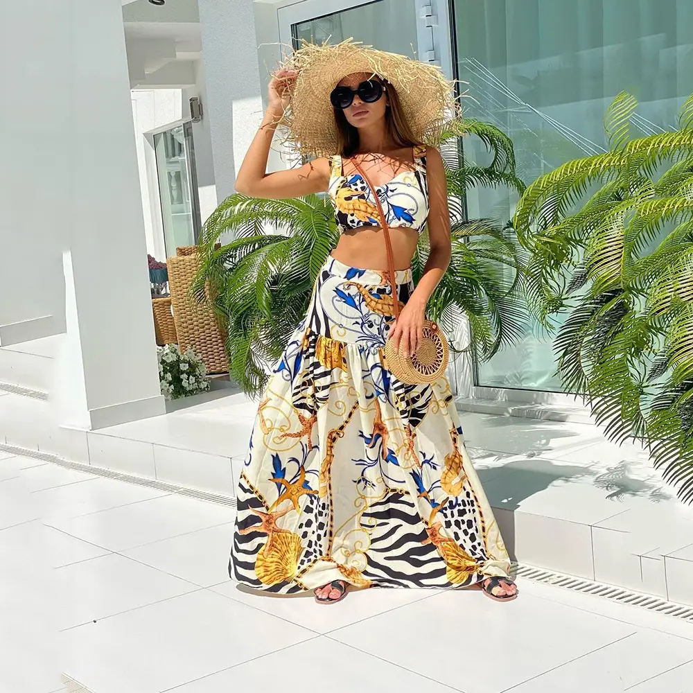 2025 Printed Floral Dress Suit for Women Beach Wear - Image 6