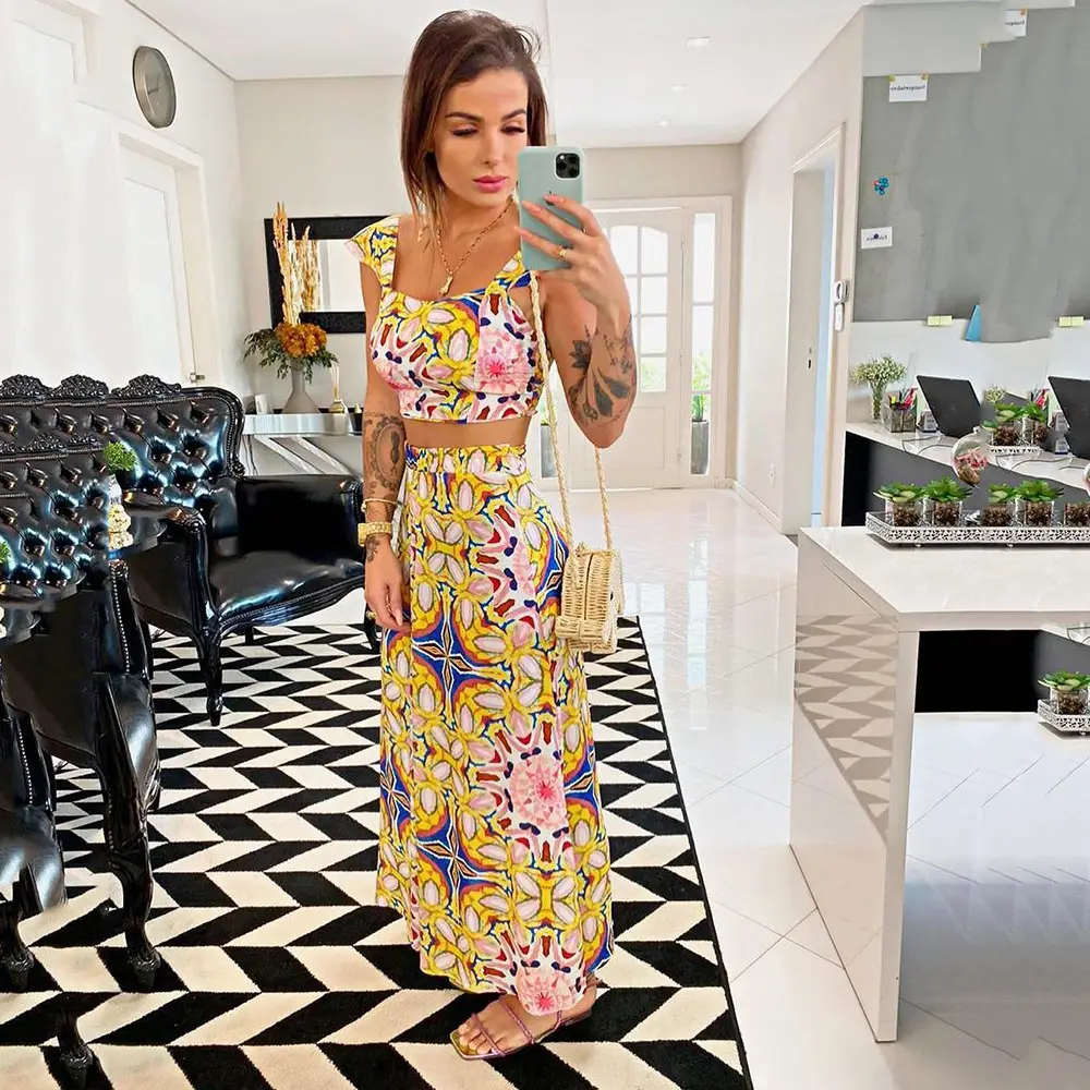 2025 Printed Floral Dress Suit for Women Beach Wear — feature 9