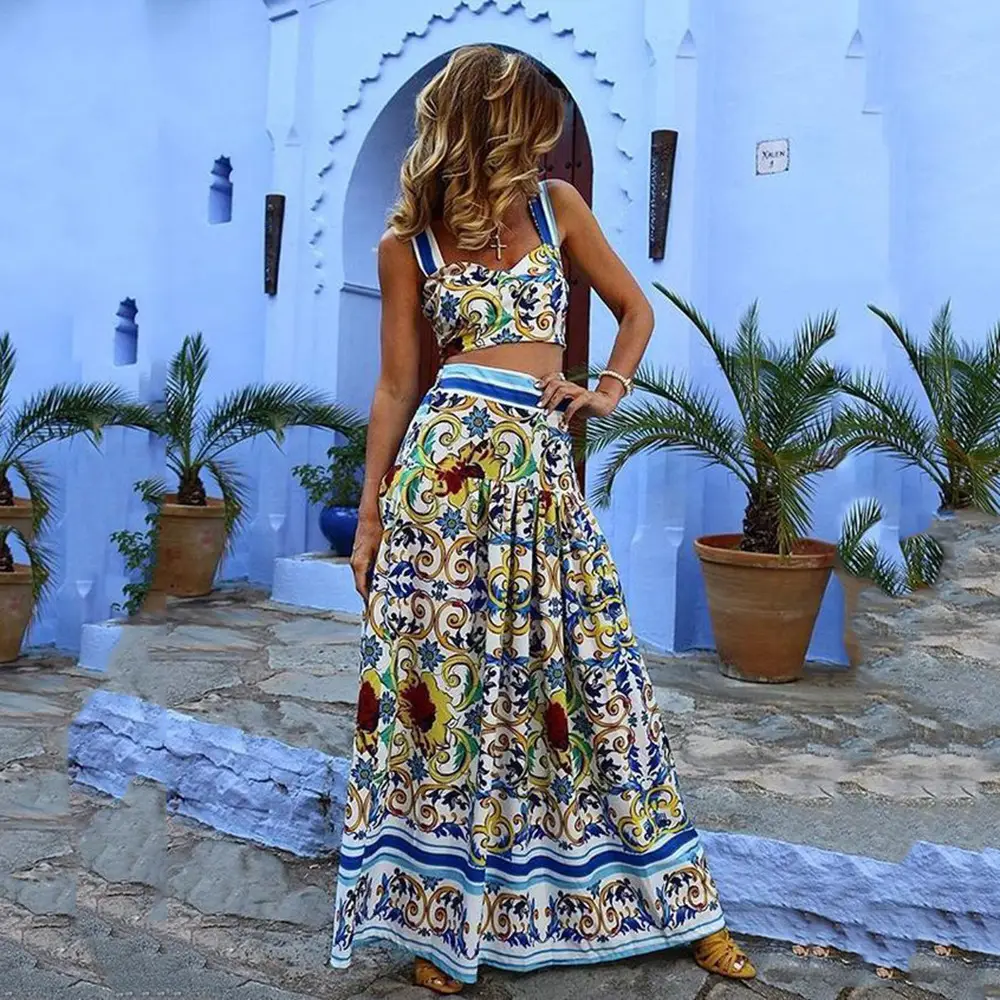 2025 Printed Floral Dress Suit for Women Beach Wear - Image 2