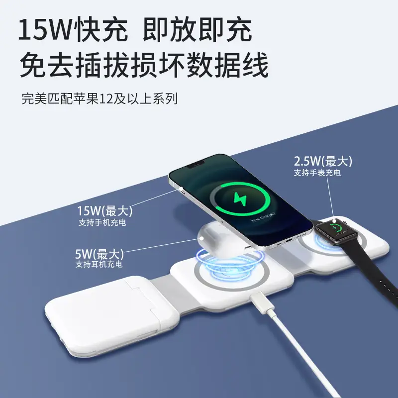 Three-In-One Magnetic Wireless Charger for Phone, Tablet, Watch - Image 7