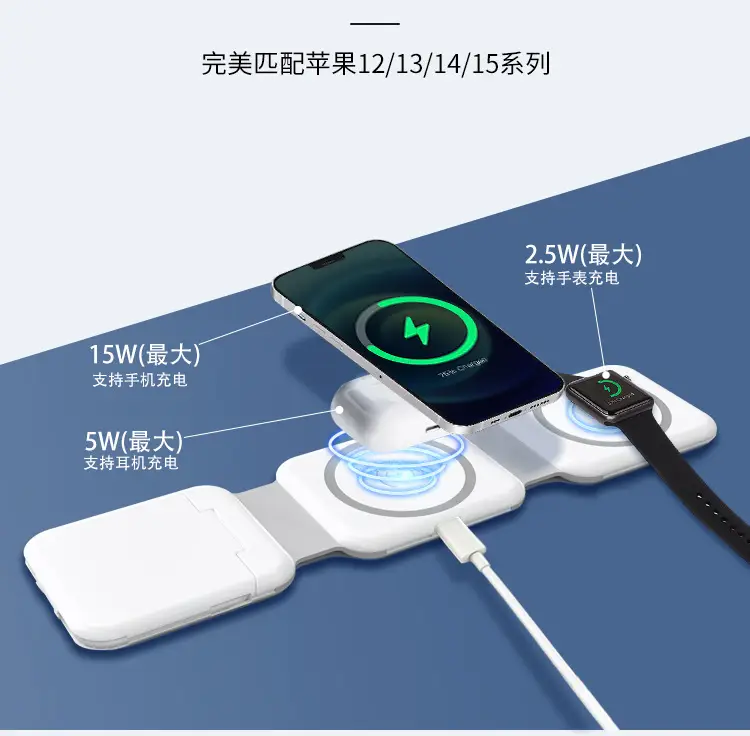 Three-In-One Magnetic Wireless Charger for Phone, Tablet, Watch — feature 6