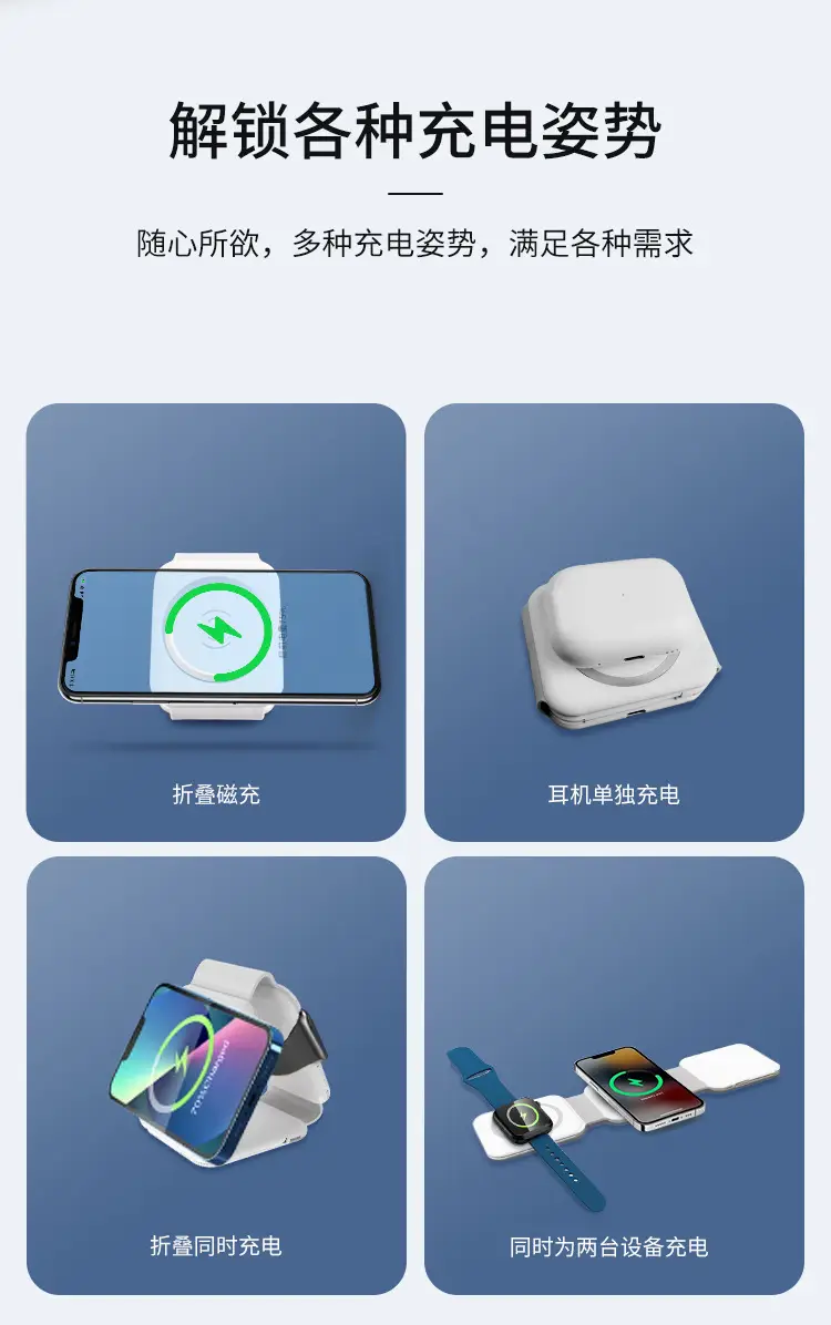 Three-In-One Magnetic Wireless Charger for Phone, Tablet, Watch — feature 9