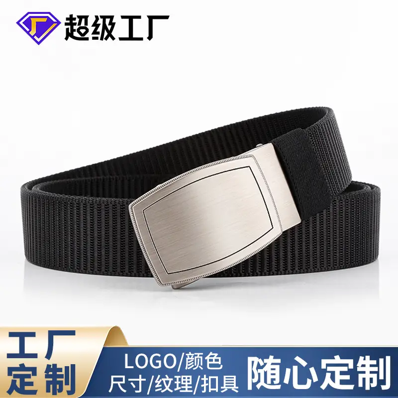 Men's Black Canvas Belt with Silver Buckle - Image 10