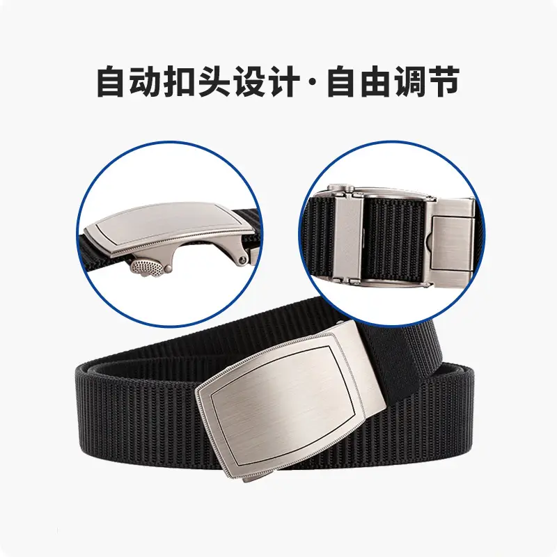 Men's Black Canvas Belt with Silver Buckle - Image 12