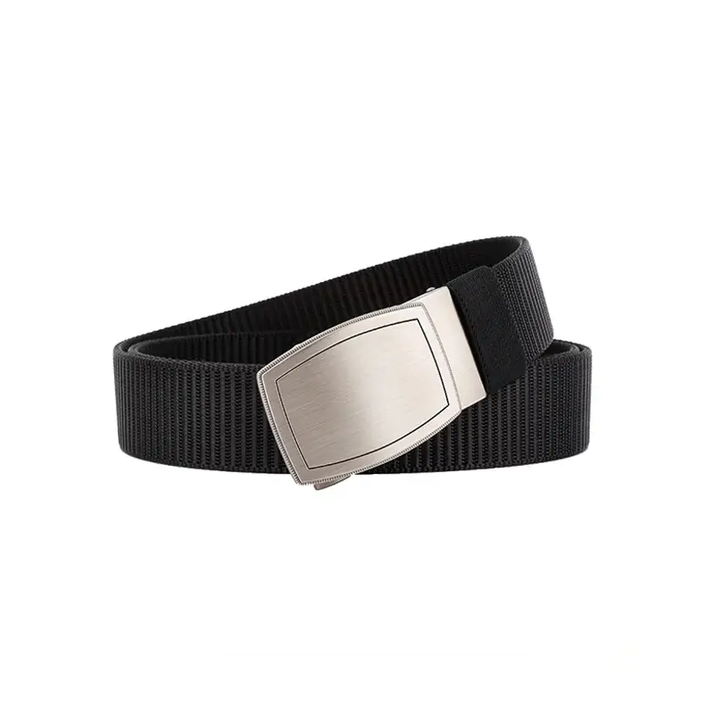 Men's Black Canvas Belt with Silver Buckle - Image 14