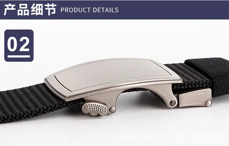 Men's Black Canvas Belt with Silver Buckle β feature 12