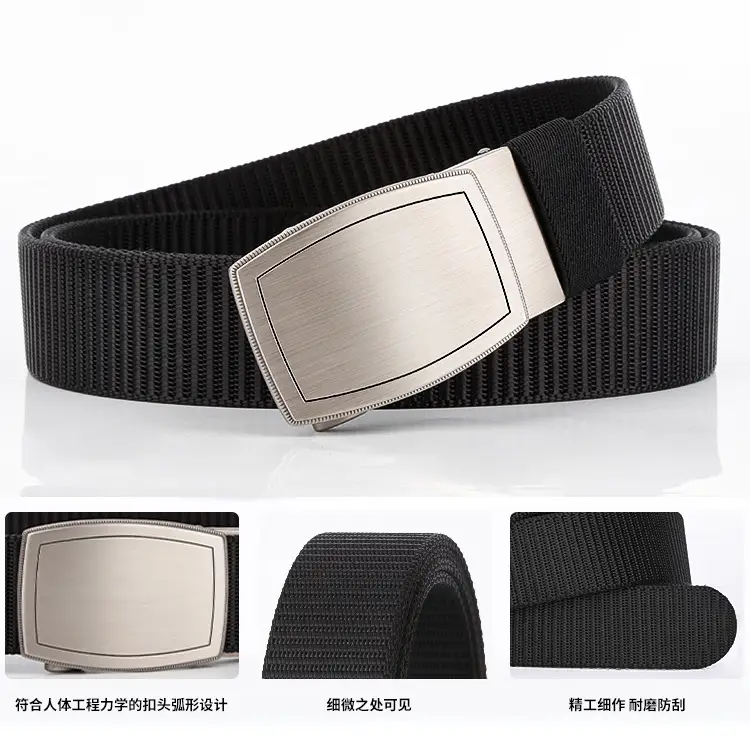 Men's Black Canvas Belt with Silver Buckle β feature 14