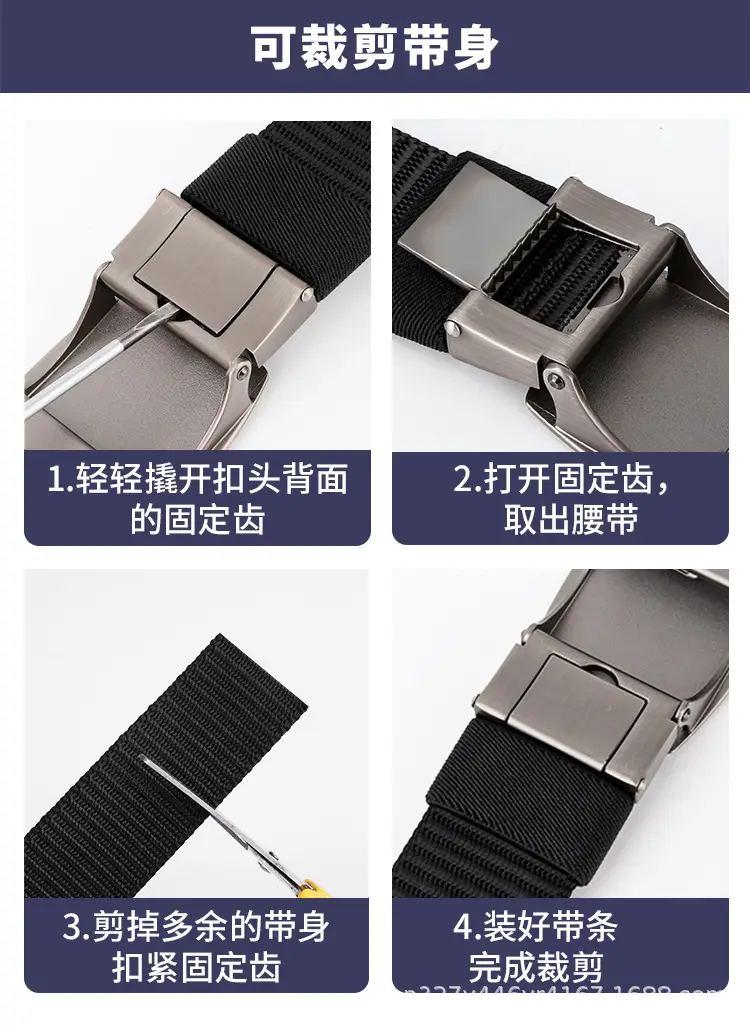 Men's Black Canvas Belt with Silver Buckle β feature 16