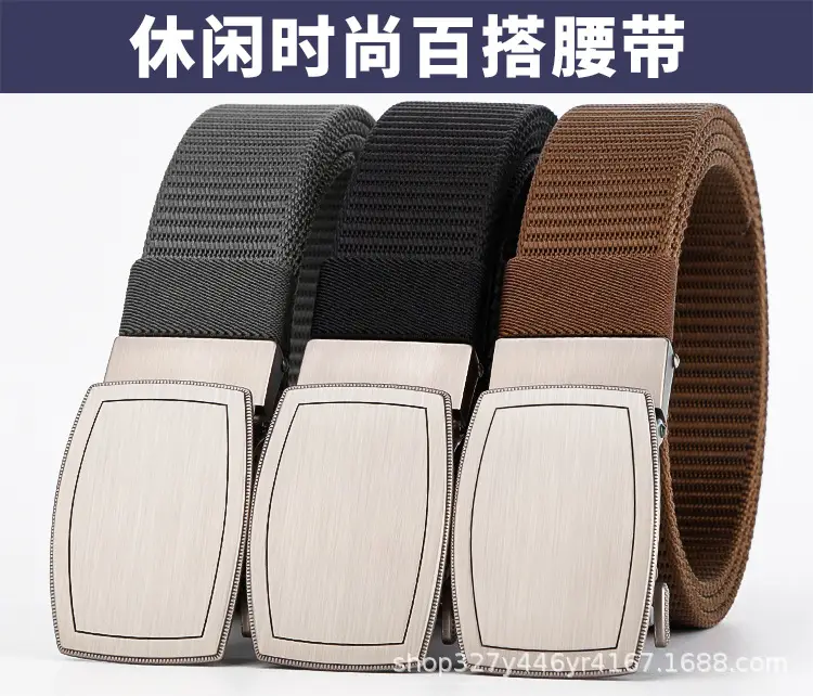 Men's Black Canvas Belt with Silver Buckle β feature 5