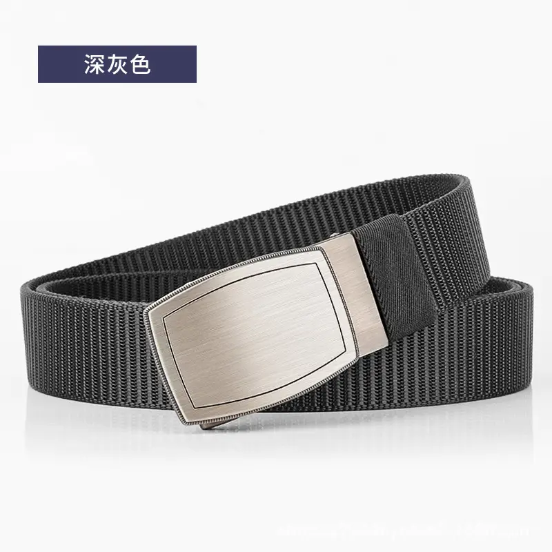 Men's Black Canvas Belt with Silver Buckle - Image 3