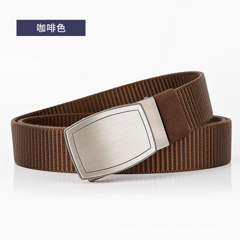 Men's Black Canvas Belt with Silver Buckle - Image 4