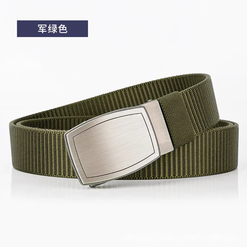 Men's Black Canvas Belt with Silver Buckle - Image 6