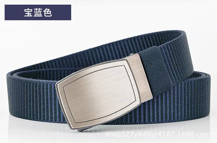 Men's Black Canvas Belt with Silver Buckle - Image 7
