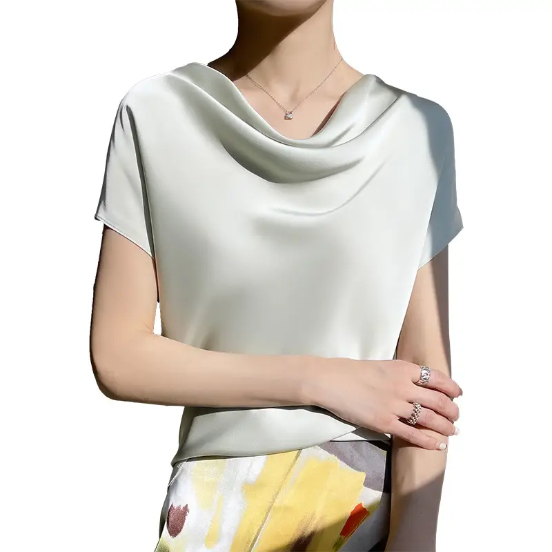 2024 Women's Pink C-Neck T-Shirt Short Sleeve Loose Fit