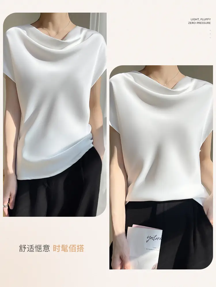 2024 Women's Pink C-Neck T-Shirt Short Sleeve Loose Fit — feature 12