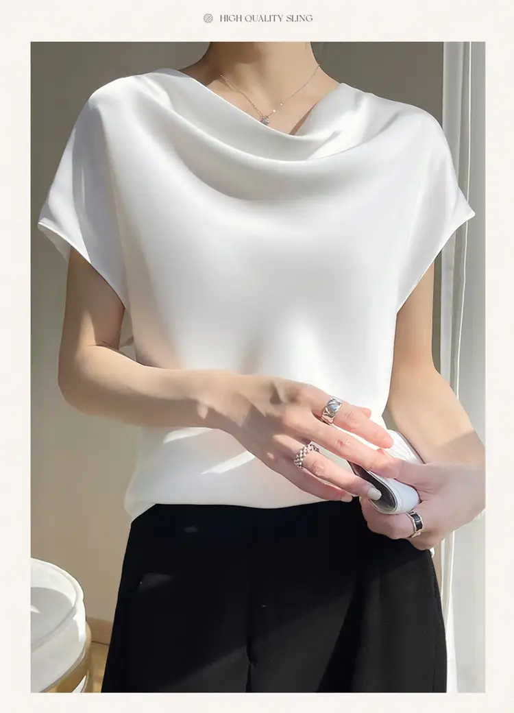 2024 Women's Pink C-Neck T-Shirt Short Sleeve Loose Fit — feature 14