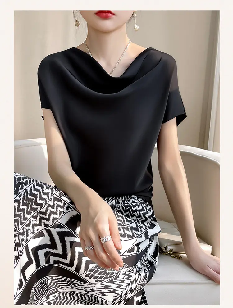 2024 Women's Pink C-Neck T-Shirt Short Sleeve Loose Fit — feature 22