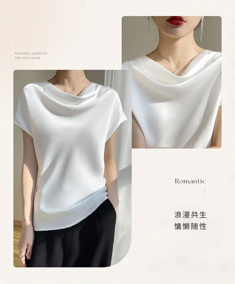 2024 Women's Pink C-Neck T-Shirt Short Sleeve Loose Fit — feature 3