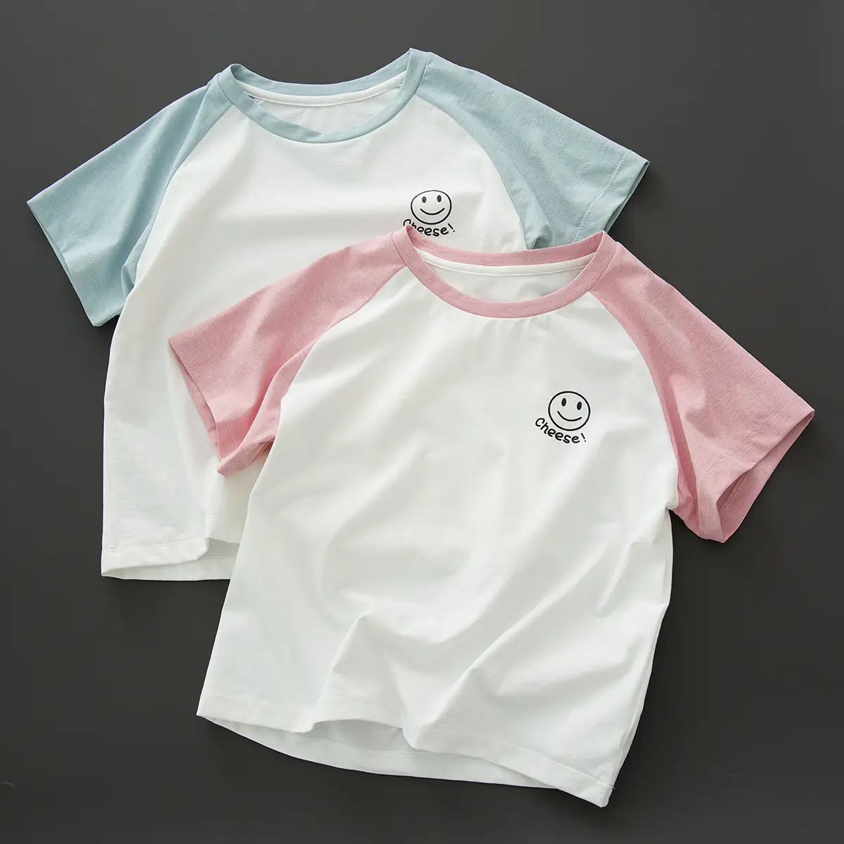 Sorona Kids T-Shirt Pink White Raglan Sleeve
