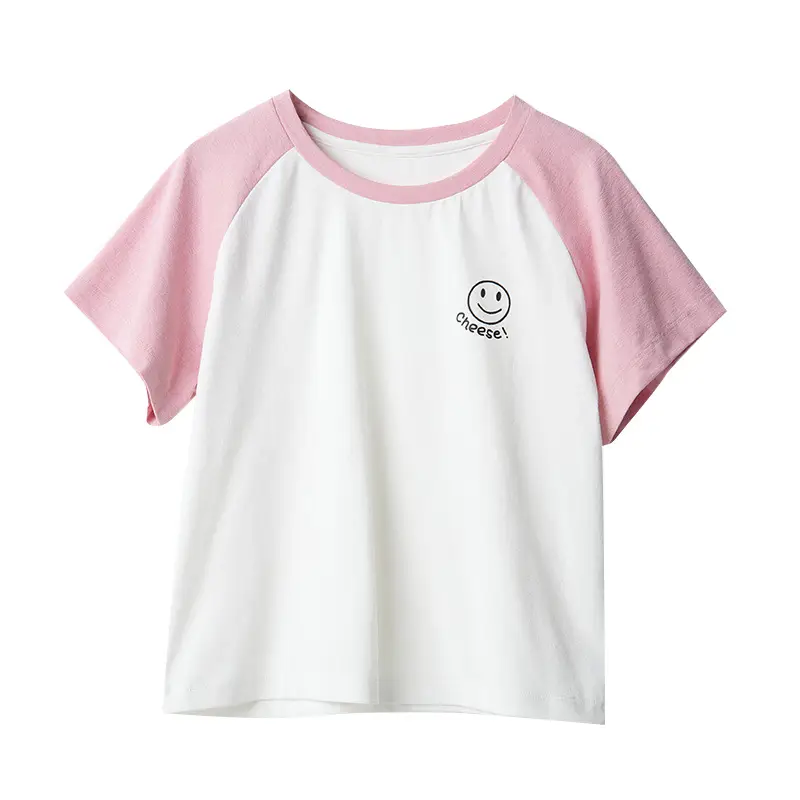 Sorona Kids T-Shirt Pink White Raglan Sleeve