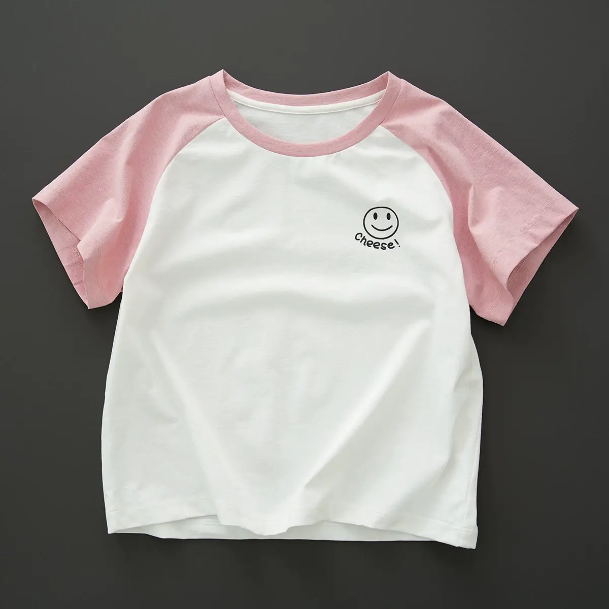 Sorona Kids T-Shirt Pink White Raglan Sleeve — feature 1