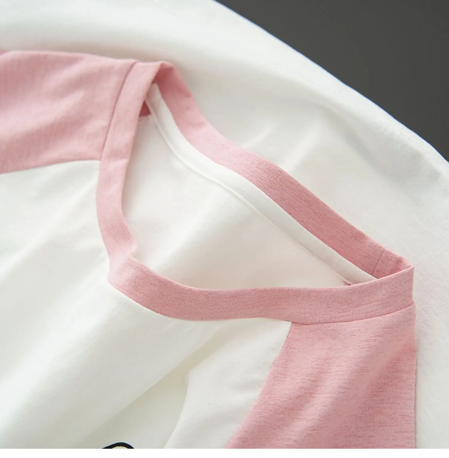 Sorona Kids T-Shirt Pink White Raglan Sleeve — feature 11