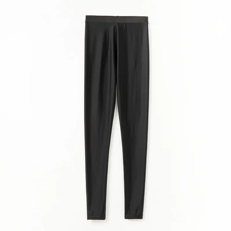 Bear ice silk leggings women's summer thin high waist stretch tight slimming glossy black outer wear skinny pants