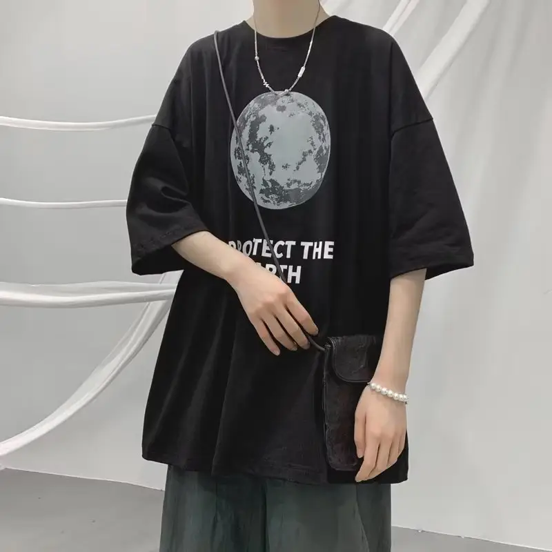 Men's Black Mountain Graphic T-Shirt Loose Fit Summer Wear - Image 3