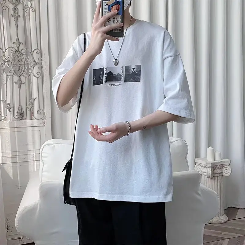 Men's Black Mountain Graphic T-Shirt Loose Fit Summer Wear - Image 6