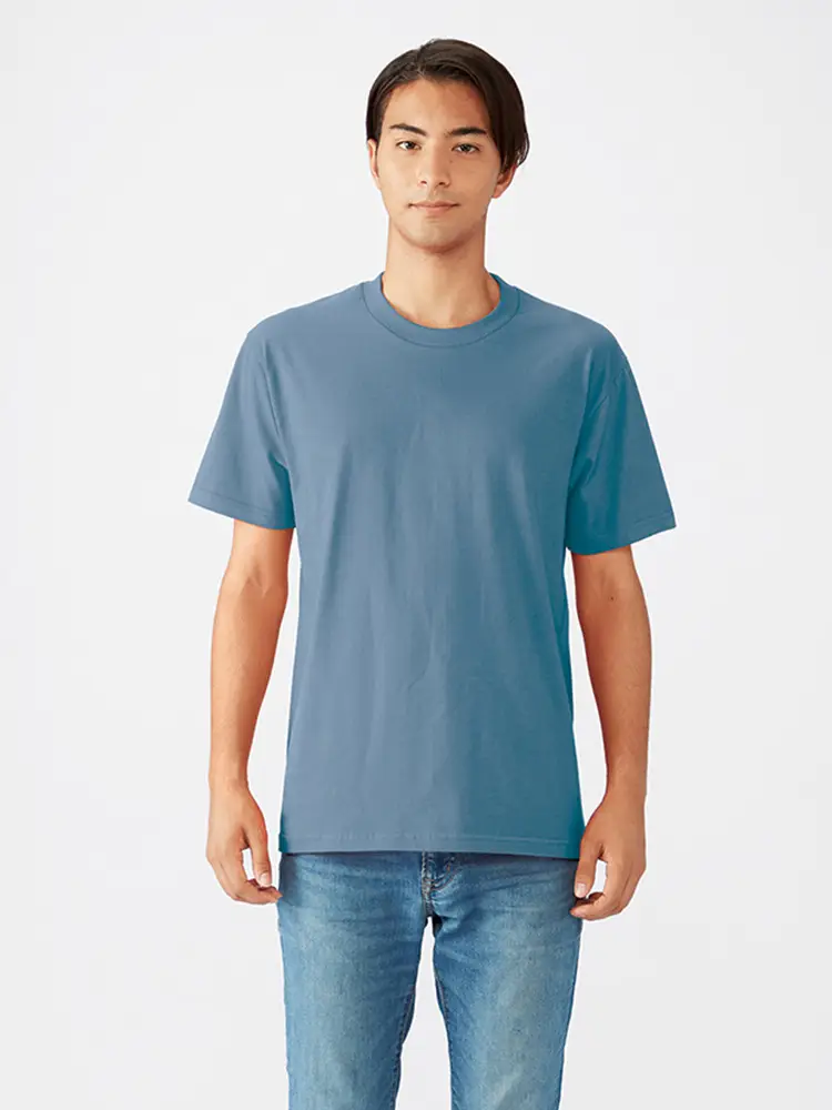 Blue Cotton T-Shirt European Size 210g Heavy Loose Solid Color - Image 22