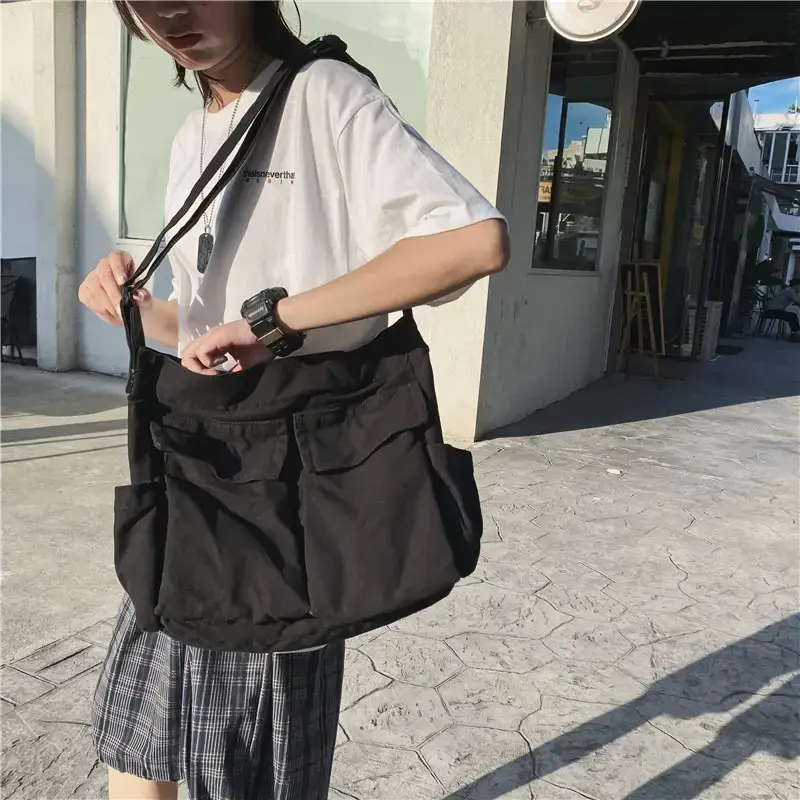 Tan Canvas Shoulder Bag for Women - Image 6