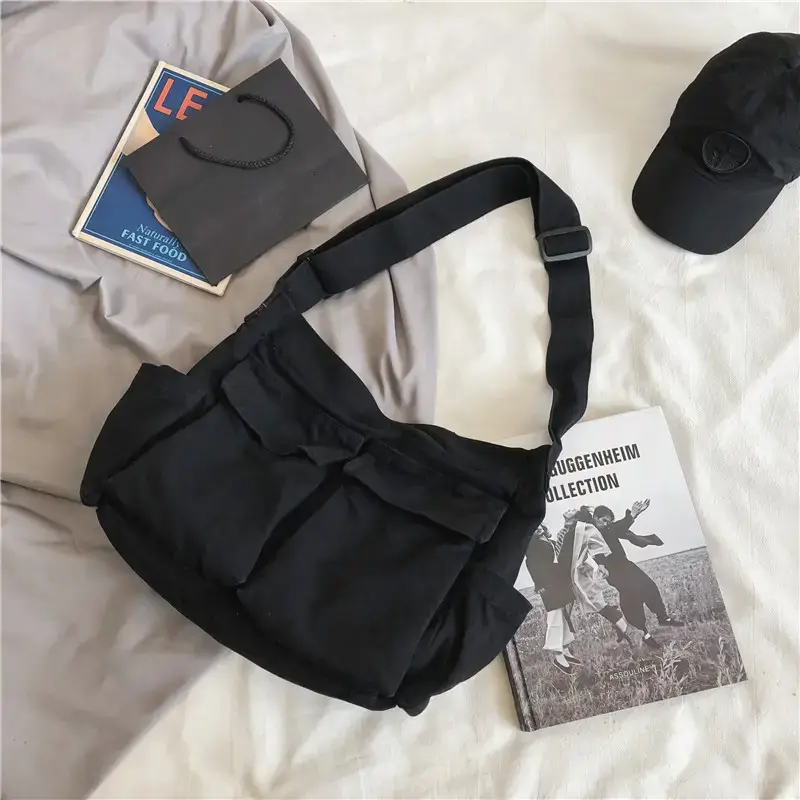 Tan Canvas Shoulder Bag for Women - Image 4