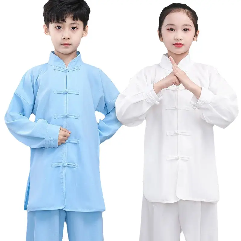 Children's Wushu Kung Fu Clothing Blue White Black Primary Secondary School - Image 9