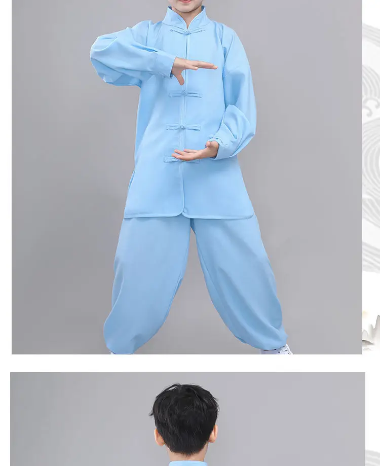 Children's Wushu Kung Fu Clothing Blue White Black Primary Secondary School — feature 10