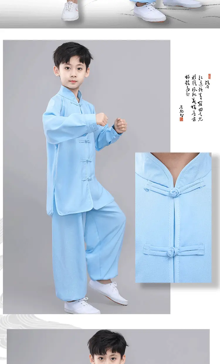 Children's Wushu Kung Fu Clothing Blue White Black Primary Secondary School — feature 19