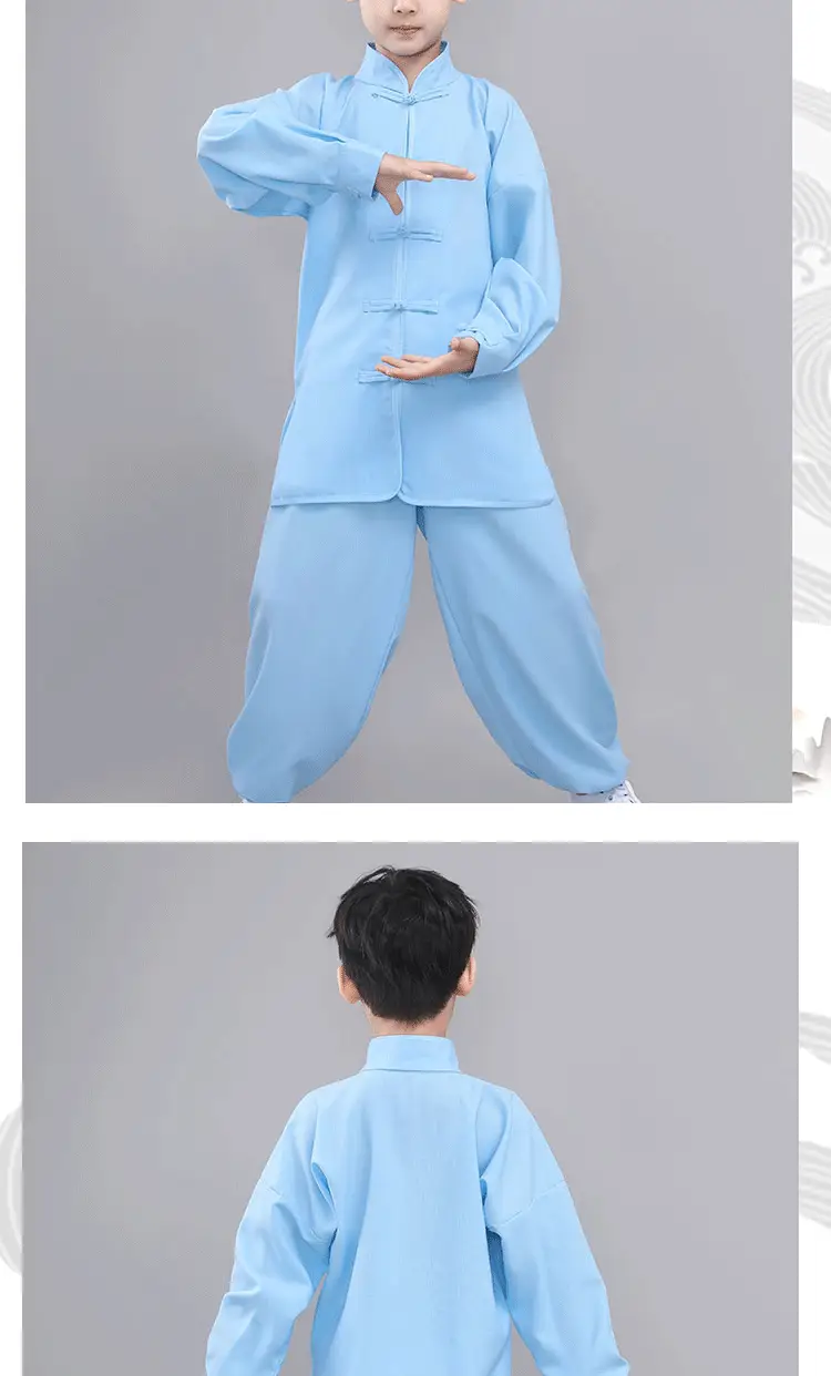 Children's Wushu Kung Fu Clothing Blue White Black Primary Secondary School — feature 20
