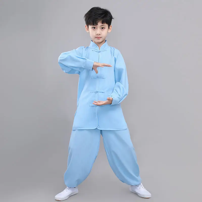 Children's Wushu Kung Fu Clothing Blue White Black Primary Secondary School - Image 2