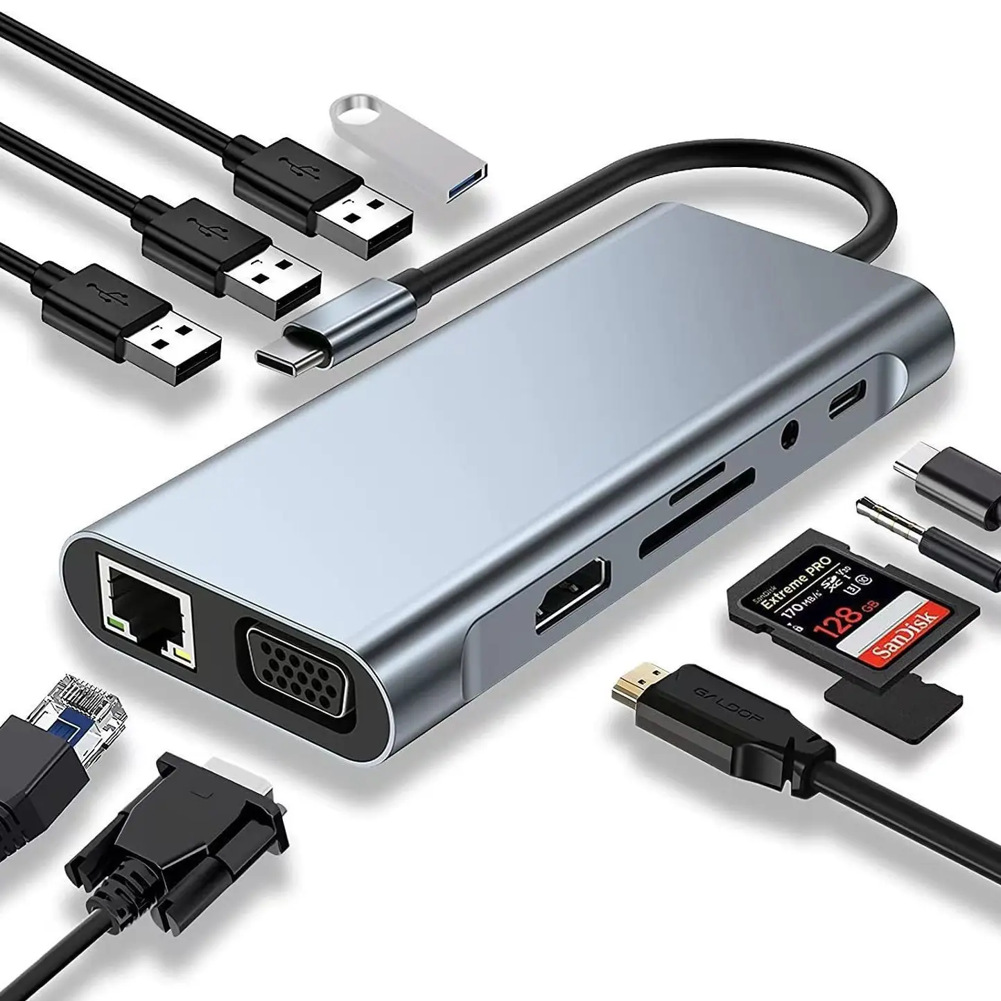 Cross-Border Type-C Docking Station Multi-Function Hub