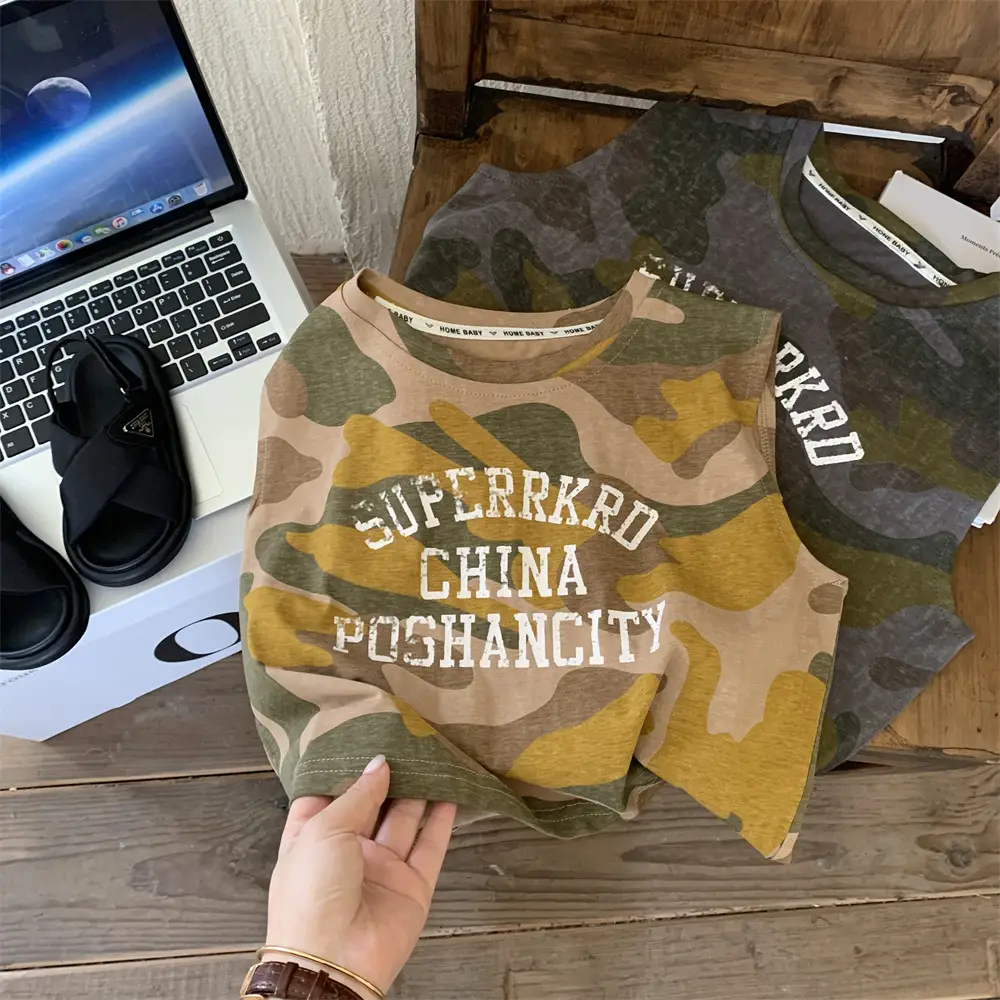 Men Camo Sleeveless Vest "Superhero China" Print - Image 4