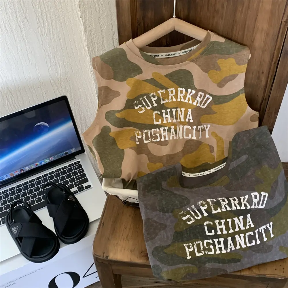 Men Camo Sleeveless Vest "Superhero China" Print — feature 8
